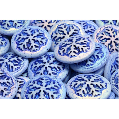 21mm Light Blue Snowflake Cabochon Beads | Rutkovsky Czech Glass