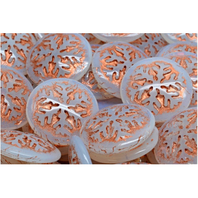 Snowflake White Opal Copper Cabochon Beads 21mm | Rutkovsky