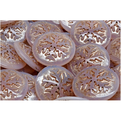 21mm Snowflake Cabochon Beads Mauve Gold | Rutkovsky Czech Glass