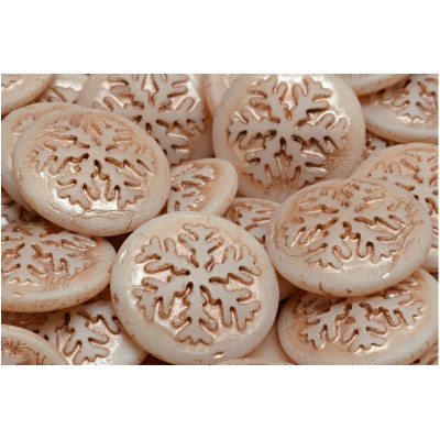 21mm Snowflake Cabochon Beads Cream Gold | Rutkovsky Czech Glass