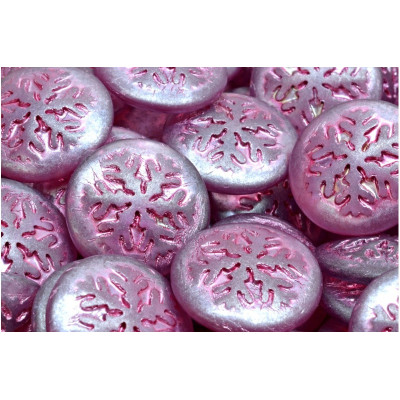 Snowflake Mauve Pearlescent Czech Glass Cabochon Beads 21mm