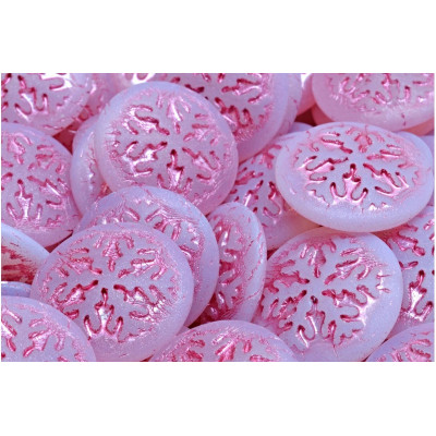 Pink Snowflake Cabochon Beads 21mm Rutkovsky | Czech Glass