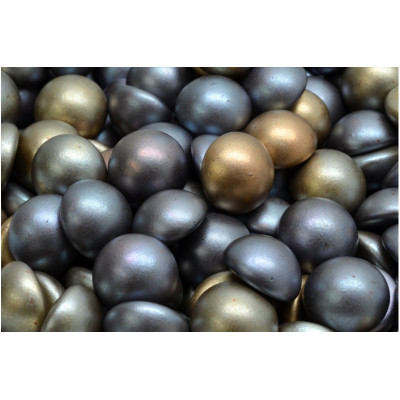 Czech Glass Cabochon Beads 12mm Hematite Gold 00030-01670