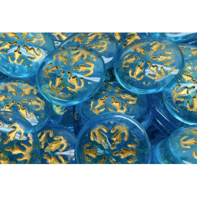 Turquoise Gold Snowflake Cabochon Beads 21mm 60010-54302 Rutkovsky