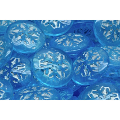 Czech Glass Snowflake Cabochon Beads Light Blue 21mm 60010-54301