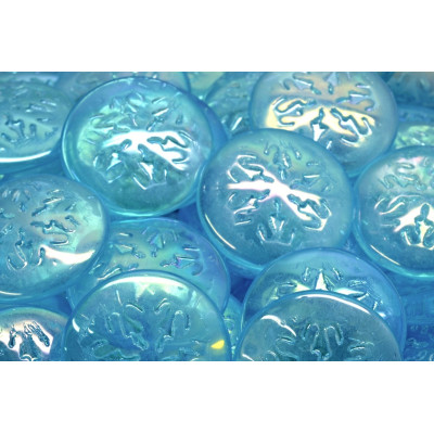 Czech Glass Cabochon Beads 21mm Snowflake Aqua AB 60010-28701