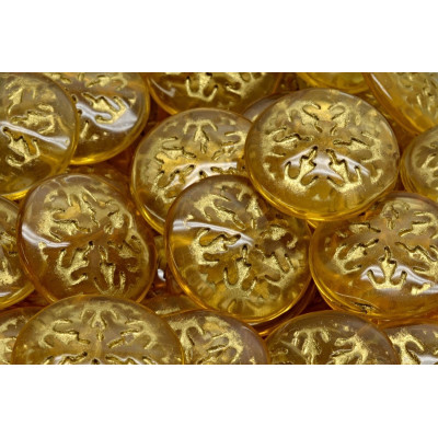 Czech Glass Snowflake Cabochon Beads 21mm Amber Gold 10020-54302