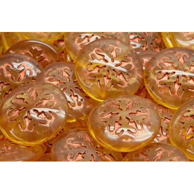 21mm Amber Copper Snowflake Cabochon Beads 10020-54319 | Rutkovsky