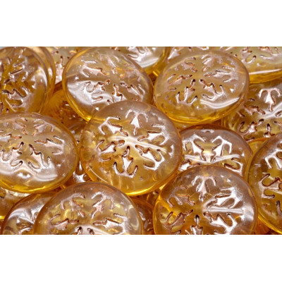 21mm Snowflake Cabochon Beads Gold Copper 10020-54324 | Czech Glass