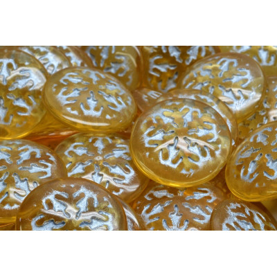Rutkovsky Snowflake Cabochon Beads 21mm Amber Silver 10020-54301