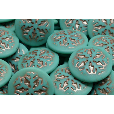 Turquoise Bronze Snowflake Cabochon Beads 21mm | Rutkovsky