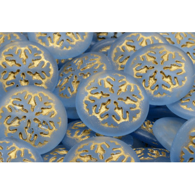 21mm Snowflake Cabochon Beads Light Blue Gold | Rutkovsky