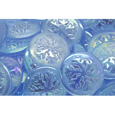 Light Blue Iridescent Snowflake Cabochon Beads 21mm | Rutkovsky