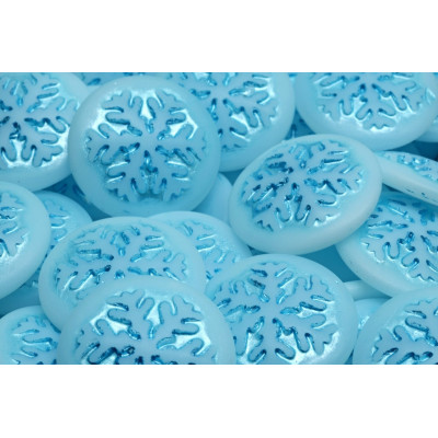 Light Blue Snowflake Czech Glass Cabochon Beads 21mm | Rutkovsky
