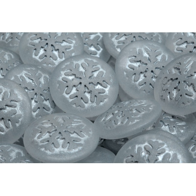 21mm Snowflake Cabochon Beads Crystal Silver | Rutkovsky Czech Glass