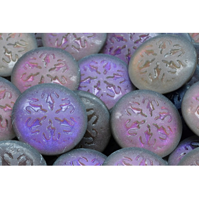 21mm Snowflake Cabochon Beads Violet Grey | Rutkovsky Czech Glass