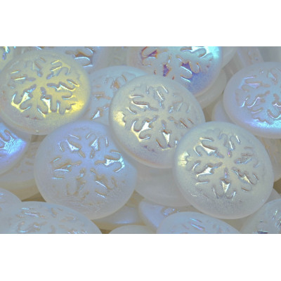 Snowflake White Pearlescent Rutkovsky Cabochon Beads 21mm