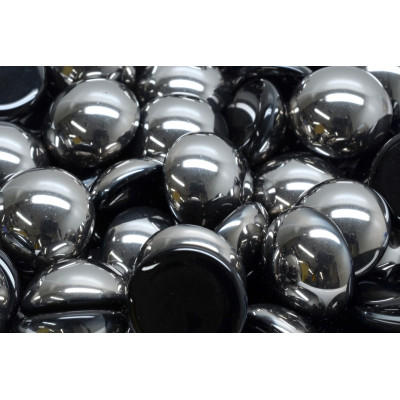 Czech Cabochon Beads 16mm Jet Chrome 23980-27401 | Glass Beads