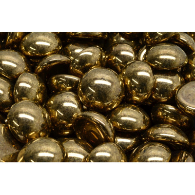 Cabochon Beads 14mm Jet Gold Bronze 90215 | Czech Glass