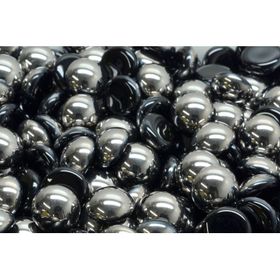 14mm Jet Chrome Czech Glass Cabochon Beads 23980-27401 Rutkovsky