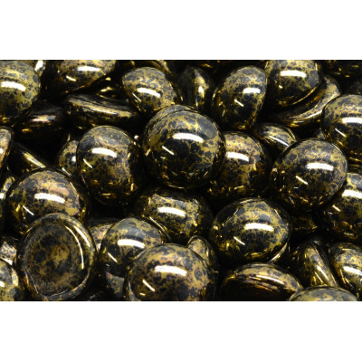Cabochon Beads 14mm Jet Bronze 23980-15496 | Rutkovsky Czech Glass