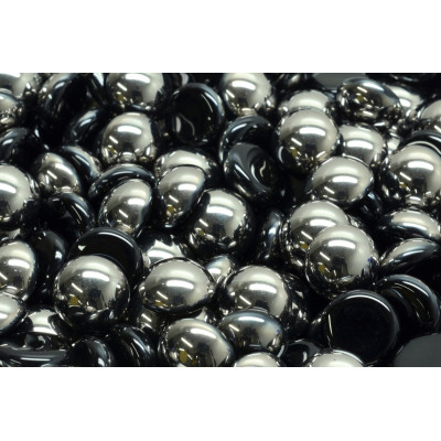 10mm Cabochon Beads Jet Chrome 23980-27401 | Rutkovsky Czech Glass