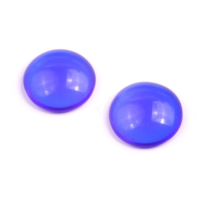 18mm Blue Czech Glass Cabochon Beads | Rutkovsky Hand-Pressed