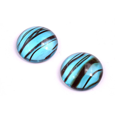 18mm Aqua Blue Swirl Czech Glass Cabochon Beads | Rutkovsky