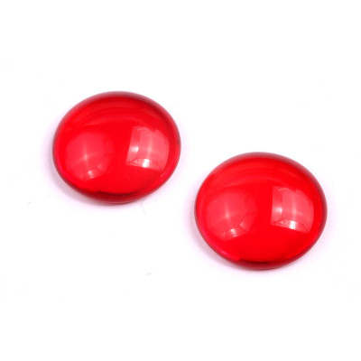 18mm Red Transparent Czech Glass Cabochon Beads Rutkovsky