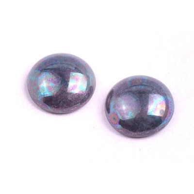 Czech Glass Cabochon Beads 18mm Iridescent Violet 63140-15001
