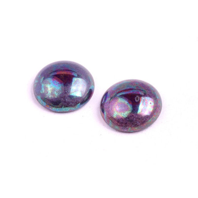 Czech Glass Cabochon Beads 18mm Iridescent Violet 30070-15001