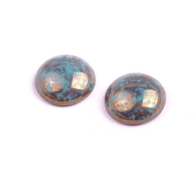 Turquoise Picasso Glass Cabochon Beads 18mm 63140-15496 | Rutkovsky