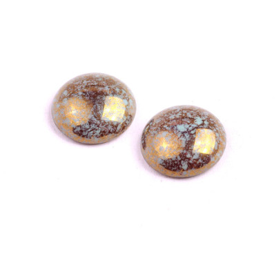 18mm Turquoise Picasso Gold Cabochon Beads 63110-15496 | Rutkovsky