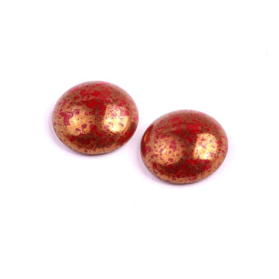 Czech Glass Cabochon Beads 18mm Red Gold 93210-15496 | Rutkovsky