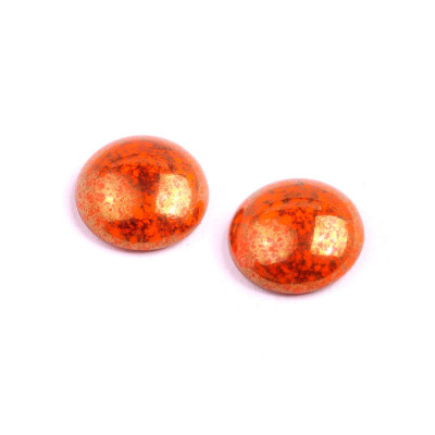 18mm Orange Gold Splatter Cabochon Beads 15496 | Rutkovsky Glass