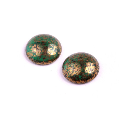 18mm Green Bronze Cabochon Beads 50730-15496 | Rutkovsky Czech Glass