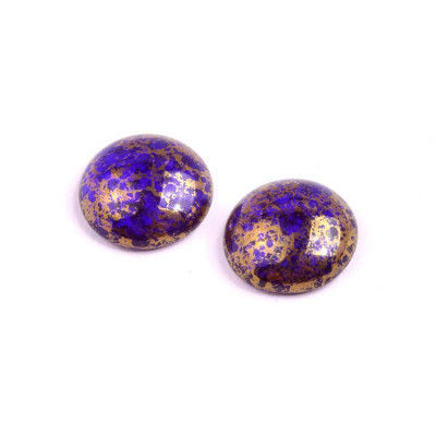 Cabochon Beads 18mm Blue Gold 30070-15496 Rutkovsky | Czech Glass