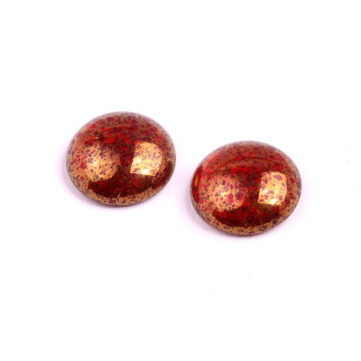 Red Gold Czech Glass Cabochon Beads 18mm 90080-15496 | Rutkovsky