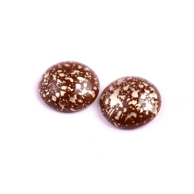 18mm Brown Gold Splatter Cabochon Beads 13710-94401 | Rutkovsky