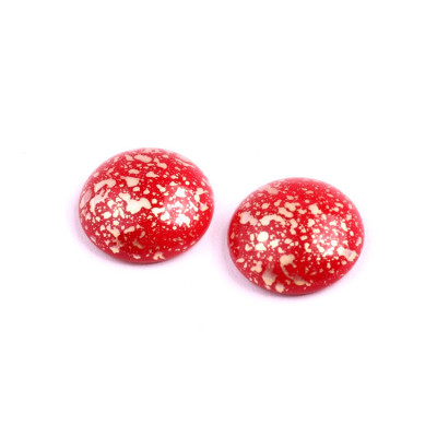 18mm Red Gold Picasso Cabochon Beads 93210-94401 | Rutkovsky Glass