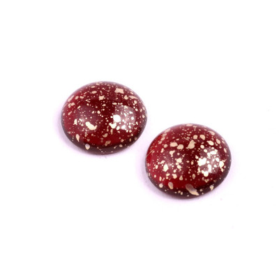 18mm Cabochon Beads Burgundy Gold 70350-94401 | Rutkovsky Czech Glass