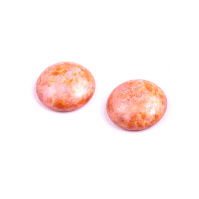 18mm Peach Mottled Cabochon Beads 02010-65307 | Rutkovsky Czech Glass