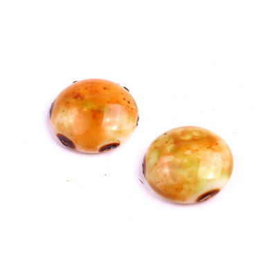 18mm Picasso Beige Cabochon Beads | Rutkovsky Czech Glass