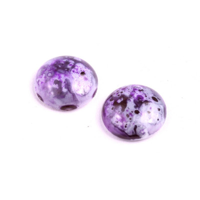 Czech Glass Cabochon Beads 18mm Violet Splatter 02010 | Rutkovsky