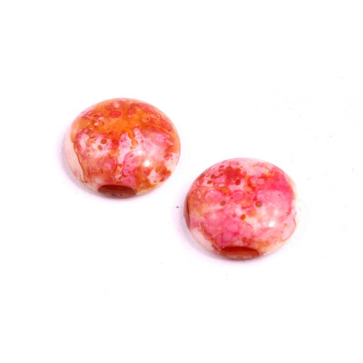 Pink Orange Mottled Cabochon Beads 18mm 02010/SILHAN2 | Rutkovsky