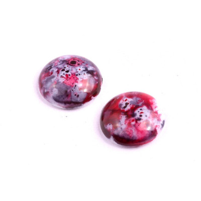 Fuchsia Splatter 18mm Cabochon Beads 02010/SILHAN1 | Rutkovsky Glass