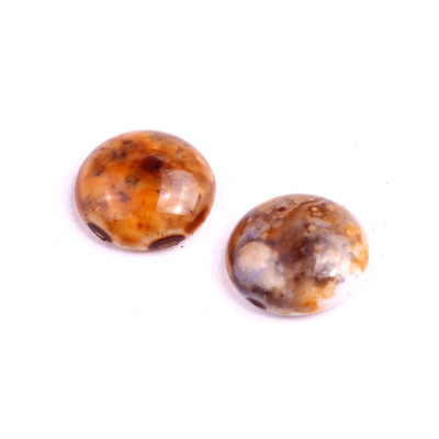 18mm Brown Mottled Picasso Cabochon Beads | Rutkovsky Czech Glass