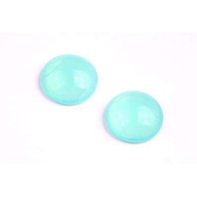 18mm Turquoise Aqua Glass Cabochon Beads 68400 | Rutkovsky