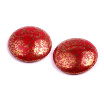 Red Gold Czech Glass Cabochon Beads 25mm 93210-15496 | Rutkovsky