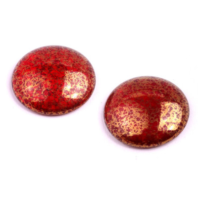 Red Gold Czech Glass Cabochon Beads 25mm 90080-15496 | Rutkovsky